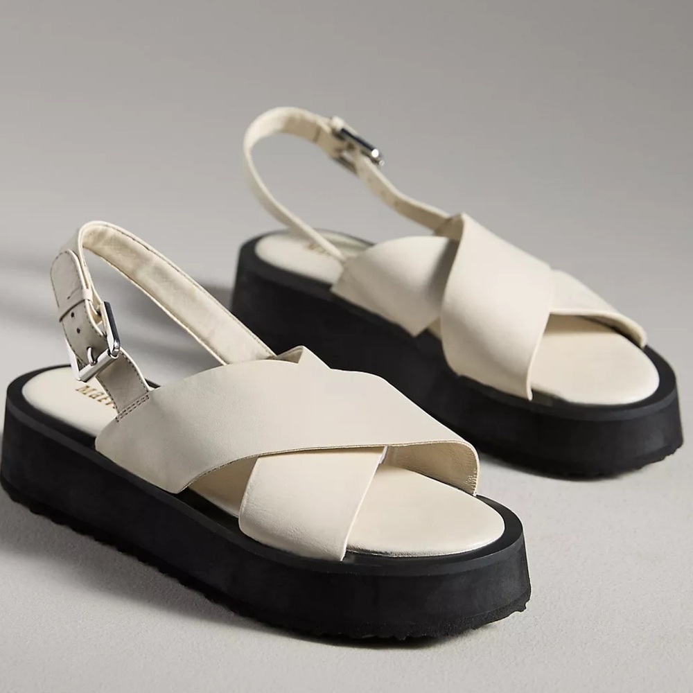 Maeve Cream and Black Platform Sandals